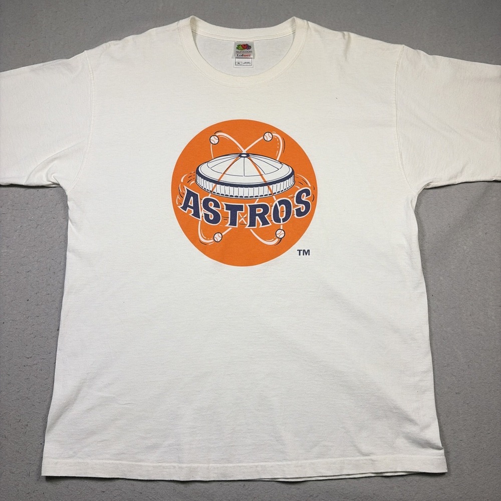 Vintage Fruit of the Loom Houston Astros Shirt Mens XL White Astrodome Logo Y2K
